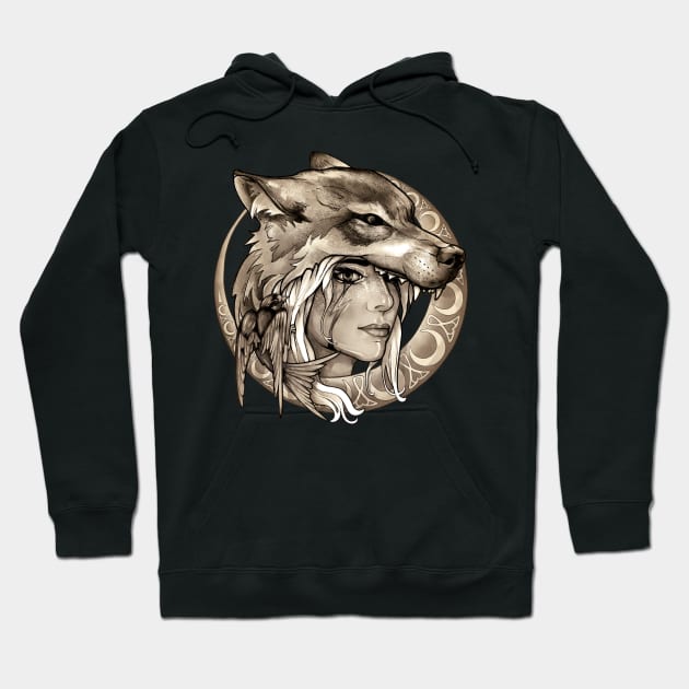 Wolf & Swallow - Art Nouveau Medallion [SEPIA] Hoodie by Lix